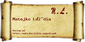 Matejko Lídia névjegykártya